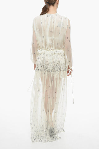 Paisley Patterned Silk Chiffon Maxi Dress