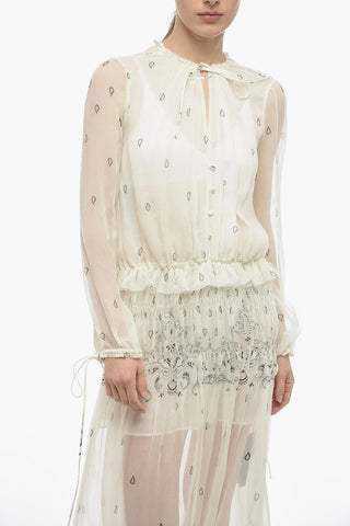 Paisley Patterned Silk Chiffon Maxi Dress