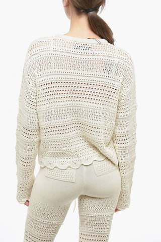 Crochet LOVE Crew-neck Sweater with Scalloped Hem