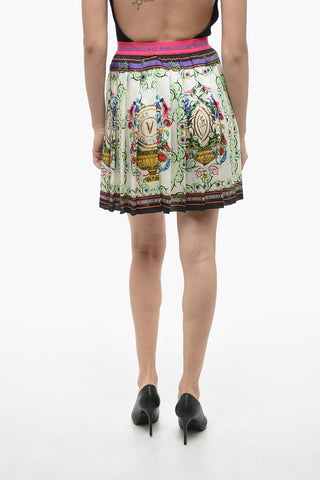 JEANS COUTURE Pleated Mini Skirt with Floral Print