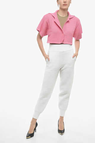 Cropped Short-Sleeve Cotton-Knit Cardigan