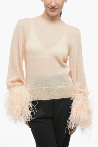 Mohair-blend Sweater with Feathers Detail