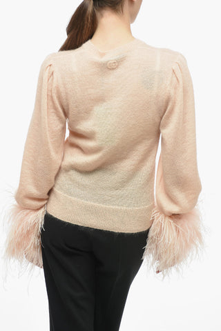 Mohair-blend Sweater with Feathers Detail