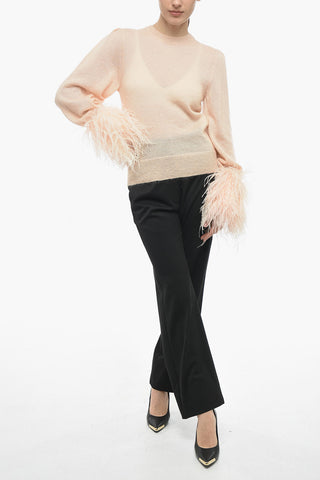 Mohair-blend Sweater with Feathers Detail