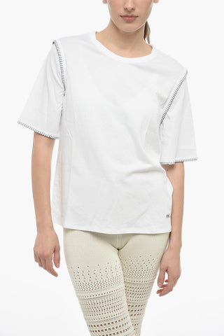 Crewneck T-shirt With Contrasting Seams Details