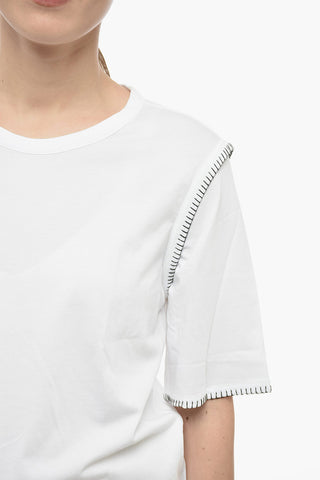 Crewneck T-shirt With Contrasting Seams Details