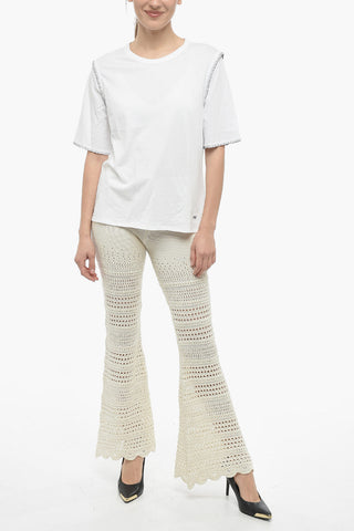 Crewneck T-shirt With Contrasting Seams Details