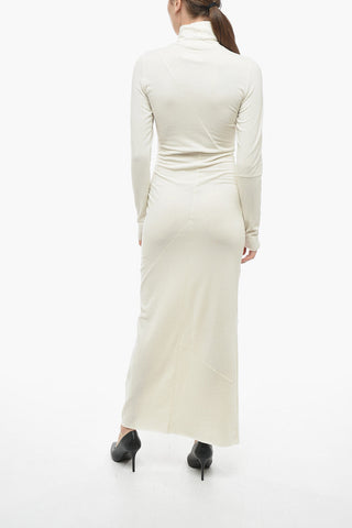 MM6 Maxidress in Flanella di Cotone a Collo Alto