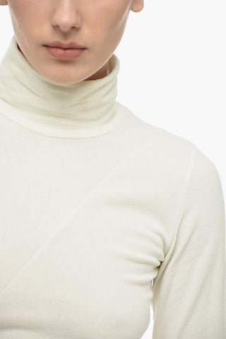 MM6 Maxidress in Flanella di Cotone a Collo Alto
