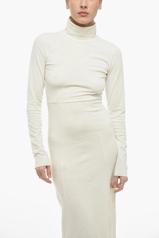 MM6 Maxidress in Flanella di Cotone a Collo Alto