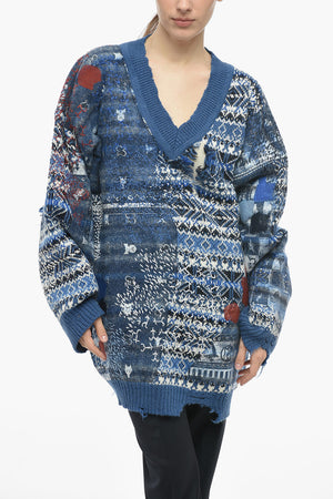 MM0 Pullover aus Mischwolle mit V-Ausschnitt