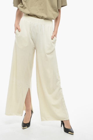 MM6 Pantaloni Palazzo in Flanella di Cotone con Elastico in Vita