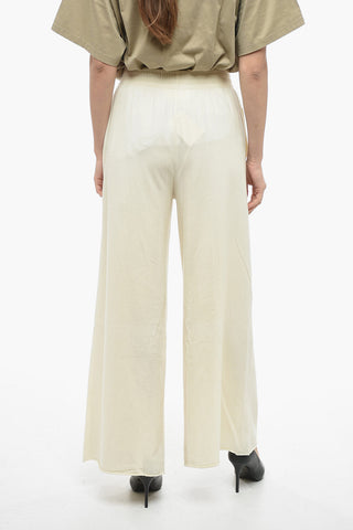 MM6 Pantaloni Palazzo in Flanella di Cotone con Elastico in Vita