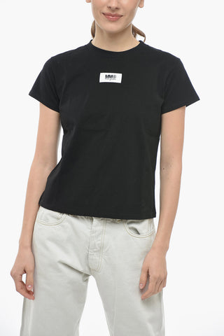 MM6 Crew Neck Cotton T-Shirt with Visible Label