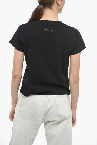 MM6 Crew Neck Cotton T-Shirt with Visible Label