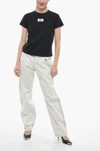 MM6 Crew Neck Cotton T-Shirt with Visible Label
