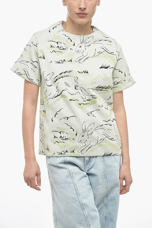 Jersey Jacquard T-Shirt RABBIT with Shoulder Zip