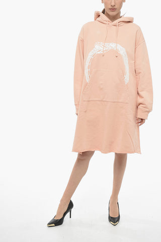 MM6 Cotton Hoodie Dress with Front Print
