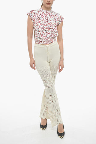 Backless Short Sleeved Top With Floral Print