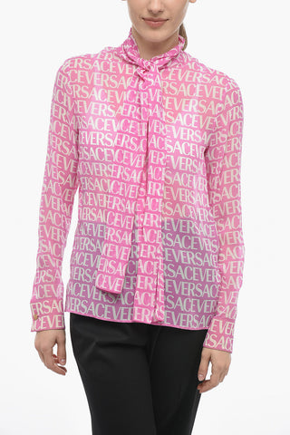 Silk Logoed Shirt with Self-tie Detail