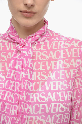 Silk Logoed Shirt with Self-tie Detail