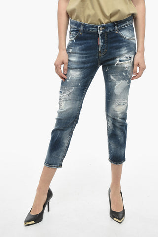 Paint Effect COOL GIRL Cropped Jeans 15cm