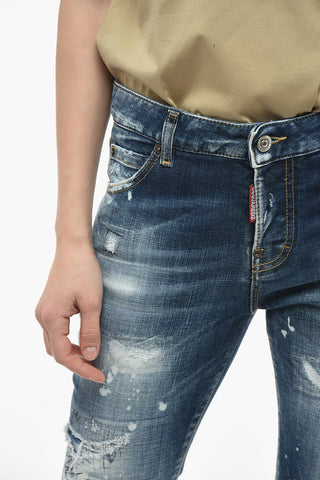Paint Effect COOL GIRL Cropped Jeans 15cm