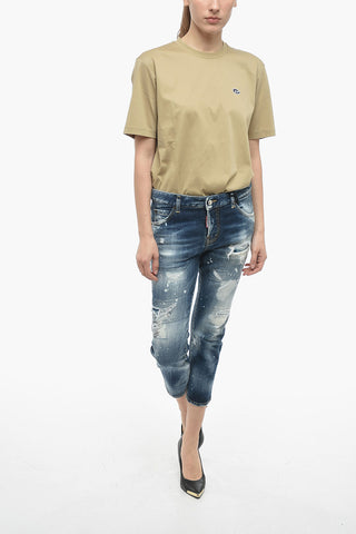 Paint Effect COOL GIRL Cropped Jeans 15cm