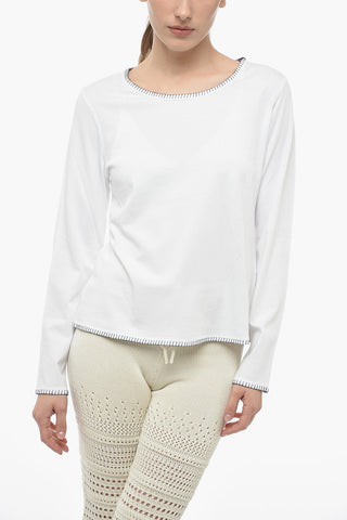 Long Sleeved Crewneck T-shirt With Contrasting Seams Details