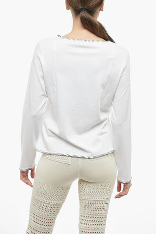 Long Sleeved Crewneck T-shirt With Contrasting Seams Details