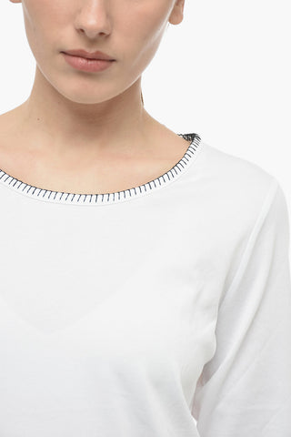 Long Sleeved Crewneck T-shirt With Contrasting Seams Details