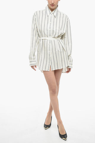 MM6 Balanced Stripe Shirt Dress with Belt