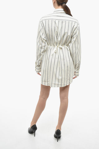 MM6 Balanced Stripe Shirt Dress with Belt