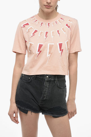 Cropped T-shirt with THUNDER Print