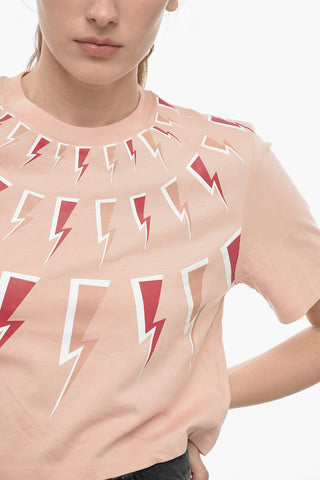 Cropped T-shirt with THUNDER Print