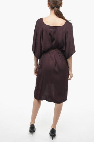 MM6 Viscose Midi Dress with Front Lace-up Detail