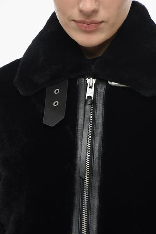 Shearling BEXLEY Biker Jacket with Leather Sleeves