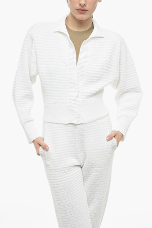 Cropped Long-Sleeve Cotton-Knit Cardigan