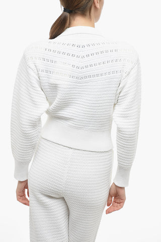 Cropped Long-Sleeve Cotton-Knit Cardigan