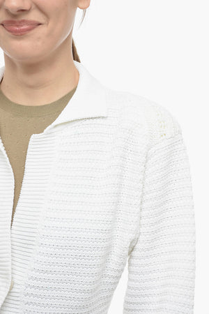 Cardigan A Maniche Lunghe In Maglia Di Cotone Crop
