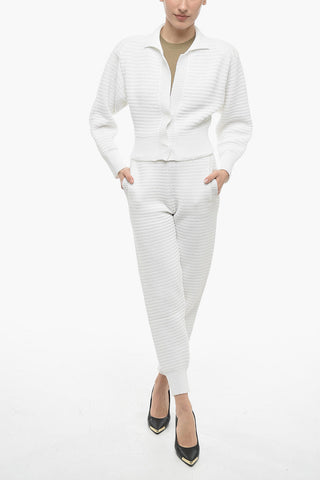 Cropped Long-Sleeve Cotton-Knit Cardigan