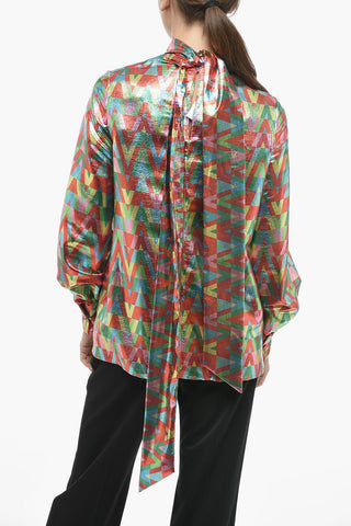 Satin Blouse with Self-tie Detail