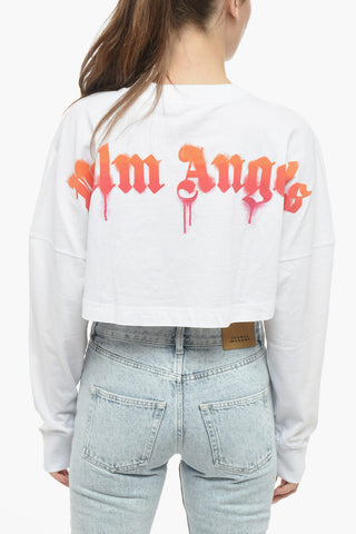 Crew-Neck Cropped Sweatshirt with Gradient Maxi-Logo