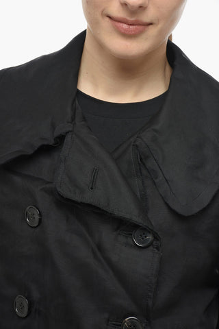 MM0 Double-breasted Tulle Blazer with Flush Pockets