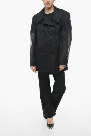 MM0 Double-breasted Tulle Blazer with Flush Pockets