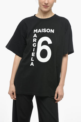 MM6 T-Shirt Girocollo in Cotone con Logo