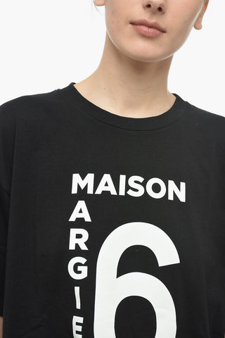 MM6 T-Shirt Girocollo in Cotone con Logo