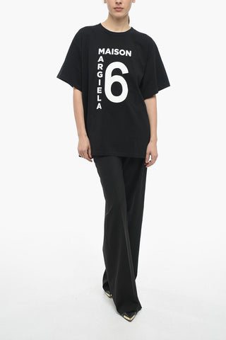 MM6 T-Shirt Girocollo in Cotone con Logo