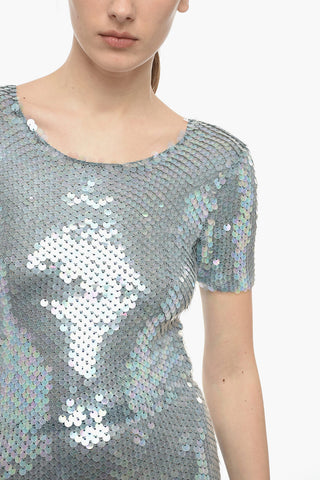 MM0 Sequined Short-Sleeve Maxi Dress