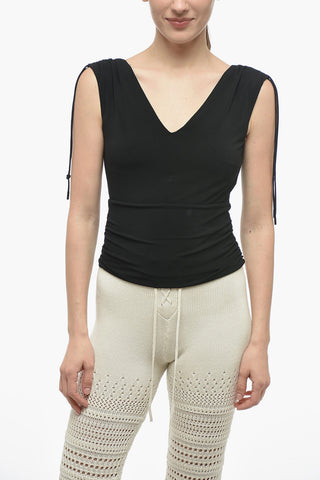 STUDIO Ruched Cropped Sleeveless Top